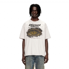 Diesel Men Cotton t-shirt with digital print Light Grey A196400PLAT