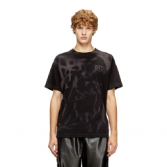 Diesel Men Cotton T-shirt with laser print Black A199950LJBS