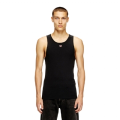 Diesel Men Tank top with mini D logo patch Black A040880EJAI