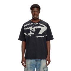 Diesel Men T-shirt with distressed flocked logo Black A130490DQAU