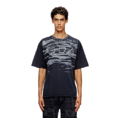 Diesel Men Cotton T-shirt with Oval D print Dark Blue A186530AGCA