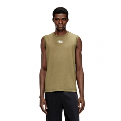 Diesel Men Sleeveless cotton top with metallic Oval D 5AF A217430JMBB