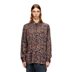 Diesel Men Lyocell shirt with all-over print Black/Brown A195750PJBK