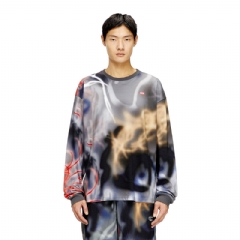 Diesel Men Long-sleeve graffiti-print T-shirt Black/Grey A217900WICM