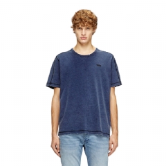 Diesel Men Distressed T-shirt with denim effect Blue A202630QMBS