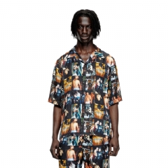 Diesel Men Bowling shirt with graphic prints Black P015490SPBX