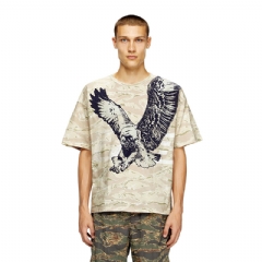 Diesel Men Camo T-shirt with eagle print Beige A193170DLBM
