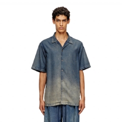 Diesel Men Bowling shirt in gradient fluid denim Dark Blue A19429068TD