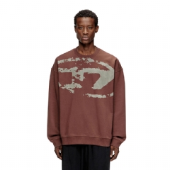 Diesel Men Cotton sweatshirt with flocked Oval D Brown A130510DMBU