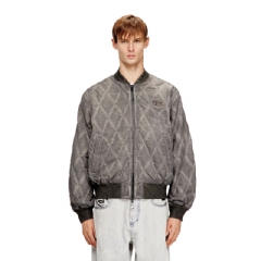 Diesel Men Padded argyle-quilted bomber jacket Grey A214190IQAX