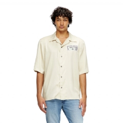 Diesel Men TENCEL™ shirt with rhinestone graphic Beige A195550EPBR