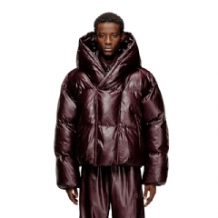 Diesel Men Hooded puffer jacket in burgundy Burgundy P017030SPFE