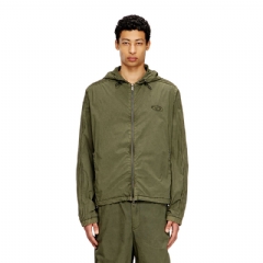 Diesel Men Hooded zip-up jacket in cotton poplin Military Green A201620ENBG