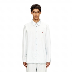 Diesel Men Shirt in bleach-effect denim Light Blue A035340DBCG