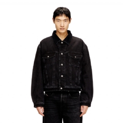 Diesel Men Padded trucker jacket in denim Black A216810BEBQ