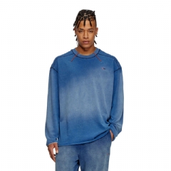 Diesel Men Faded long-sleeve T-shirt with micro logo Blue A161130PKAG