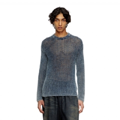 Diesel Men Mesh-knit jumper in denim yarn Blue A192020CBDP
