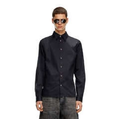 Diesel Men Formal shirt with logo-embroidered collar Black A146350QFAV
