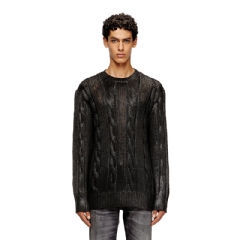 Diesel Men Cable-knit jumper with shiny effect Black A191870NKCP