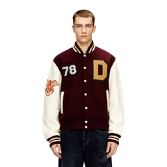 Diesel Men Varsity jacket in wool and leather Red/White A236050LHAL
