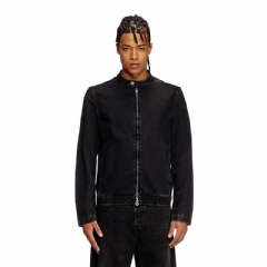 Diesel Men Moto jacket in clean-wash denim Black A1157409I35