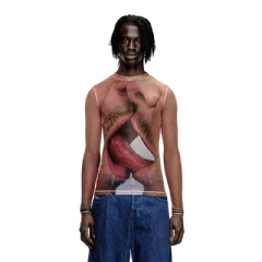 Diesel Men Long-sleeve top in printed technical mesh Pink P015550SPCE