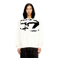 Diesel Men Sweatshirt with distressed flocked logo White/Black A130510DQAK