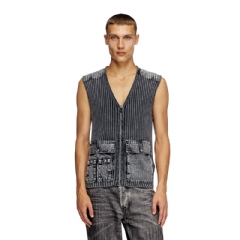Diesel Men Utility vest with contrast panels Dark grey A168700QMAN