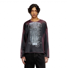Diesel Men Long-sleeve tech-jersey T-shirt with lyrics print Black/Violet A197210HGBN