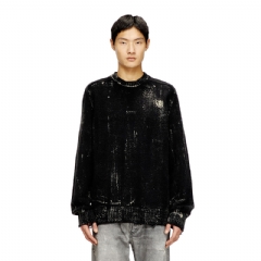 Diesel Men Distressed jumper in wool blend Black A213980GSBW