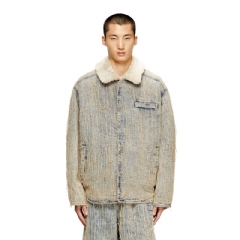 Diesel Men Jacket in floating-thread jacquard denim Light Blue A192760CMBZ