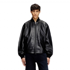 Diesel Men Waxed-leather bomber jacket Black A168650PFAH