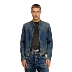 Diesel Men Moto jacket in Rehab denim Dark Blue A1517909J06