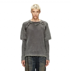 Diesel Men Layered sweater with destroyed effect Dark grey A188980NKCQ
