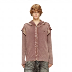 Diesel Men Zip-up hoodie with destroyed effect Brown A188970NKCQ