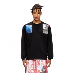 Diesel Men Long-sleeve T-shirt with logo photo patches Black A194680PLAT