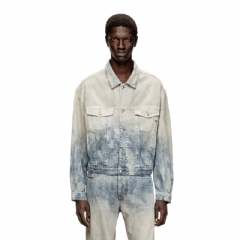 Diesel Men Trucker jacket in Prince of Wales jacquard denim Grey/Blue A2168009N93