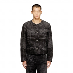 Diesel Men Jacket in lasered cotton-hemp denim Black A21614007DB