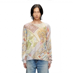 Diesel Men Linen jumper with medieval print Beige/Yellow A196330JLCP