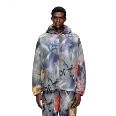 Diesel Men Padded windbreaker with graffiti print Blue/Grey A203460PGBW