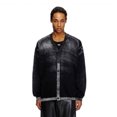 Diesel Men Reverse-print cotton cardigan Black A111900BEAR