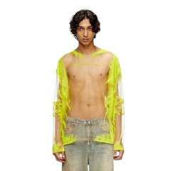 Diesel Men Long-sleeve nylon T-shirt with lyrics print Yellow A197180AFBM