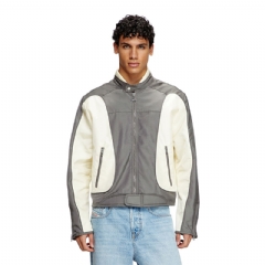 Diesel Men Colour-block biker jacket with piping Grey/White A173690PDAI