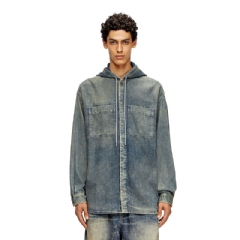 Diesel Men Overshirt in marbled coated denim Medium blue A194000CEBB