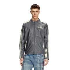 Diesel Men Biker jacket in perforated leather Grey A166810AKBA