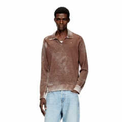Diesel Men Polo jumper with faded reverse print Brown/Grey A217500BKCB
