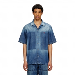 Diesel Men Bowling shirt in contrast-effect denim Medium blue A16957068SN