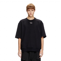 Diesel Men Half-sleeve sweatshirt with metallic logo Black A115800BMBJ