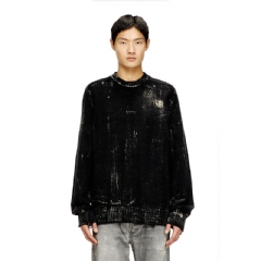 Diesel Men Distressed jumper in wool blend Black A213980GSBW