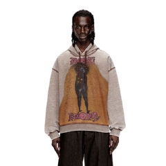 Diesel Men Hoodie with print and studs Beige/Brown A211760SLCZ